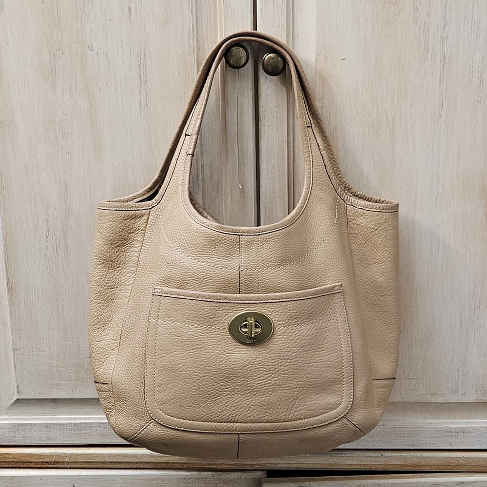 Coach Ergo Legacy XL Tote Camel Tan HTF 2007 Stripe Lining Hang Tag 11640